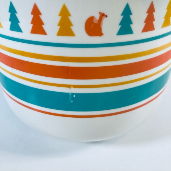 David’s Tea Cute Trees Foxes Wood Handle Ceramic Pastel Striped Teapot No Cup - Picture 7 of 8